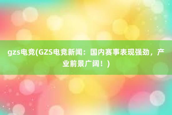 gzs电竞(GZS电竞新闻：国内赛事表现强劲，产业前景广阔！)