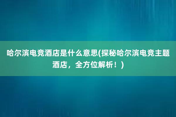 哈尔滨电竞酒店是什么意思(探秘哈尔滨电竞主题酒店，全方位解析！)