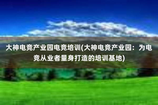 大神电竞产业园电竞培训(大神电竞产业园：为电竞从业者量身打造的培训基地)