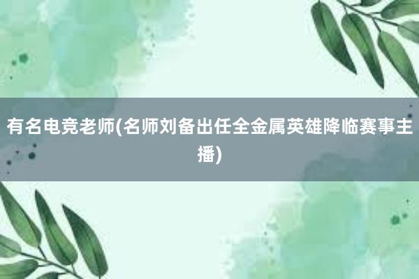 有名电竞老师(名师刘备出任全金属英雄降临赛事主播)