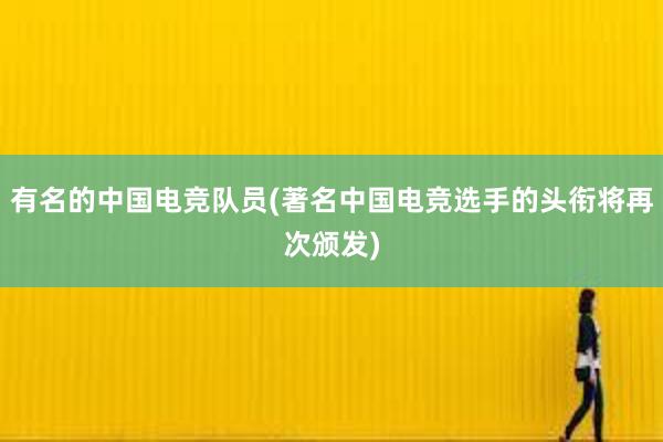 有名的中国电竞队员(著名中国电竞选手的头衔将再次颁发)