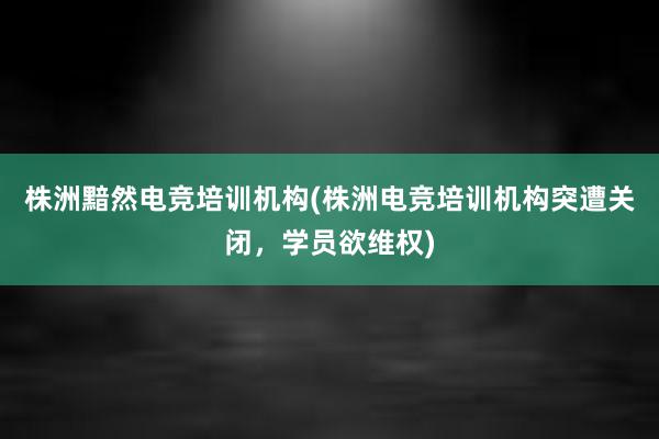 株洲黯然电竞培训机构(株洲电竞培训机构突遭关闭，学员欲维权)