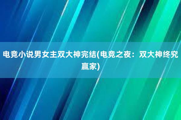 电竞小说男女主双大神完结(电竞之夜：双大神终究赢家)