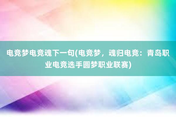 电竞梦电竞魂下一句(电竞梦，魂归电竞：青岛职业电竞选手圆梦职业联赛)