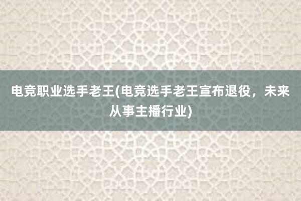 电竞职业选手老王(电竞选手老王宣布退役，未来从事主播行业)