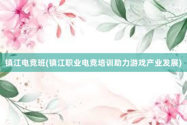 镇江电竞班(镇江职业电竞培训助力游戏产业发展)