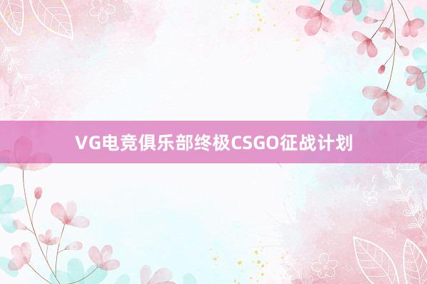 VG电竞俱乐部终极CSGO征战计划